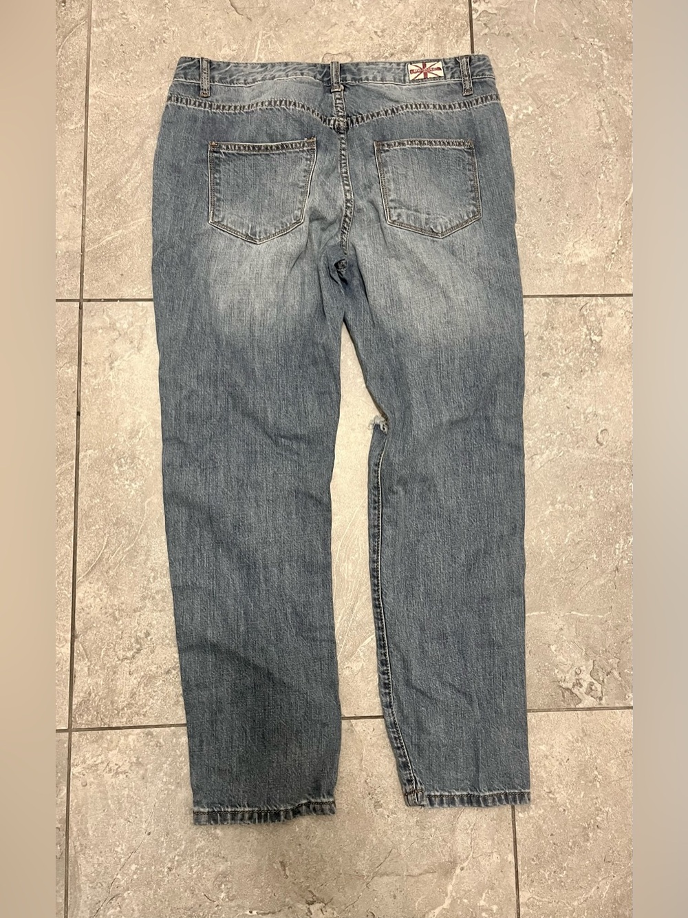 Distressed Men’s Blue Ripped Jeans - Picture 2 of 2